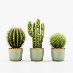 Cactus collection on white background