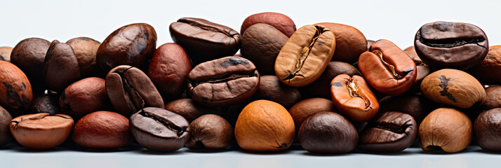 Coffee beans on a transparent or white background