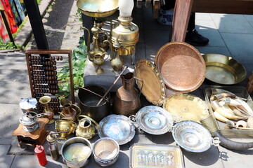 Old and antique items are sold at a flea market in Israel.