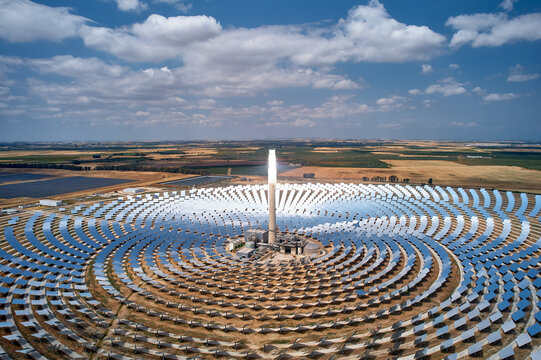 Heat energy from solar sunlight power - clean green energy transition