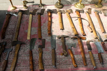 Old and antique items are sold at a flea market in Israel.