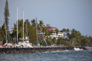 Fototapeta na wymiar Sailboats in Lahaina Harbor, Maui, Hawaii