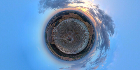 CSP Concentrating solar power - green energy electricity, tiny planet
