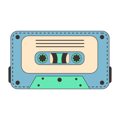 Retro audio cassette for a player. Old vintage audio tape. 80s, 90s nostalgic. Music audio icon.