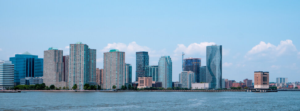 Jsersey City since the Hudson River, US, panoramic format