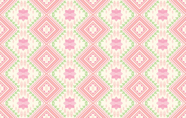 Geometric ethnic oriental seamless pattern traditional Design for background,carpet,wallpaper,clothing,wrapping,Batik,fabric,Vector illustration.embroidery style.