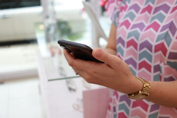 Hand using smartphone 