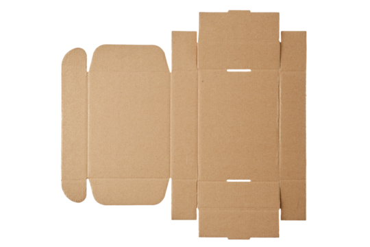 Top view of cardboard box in the unfolded form