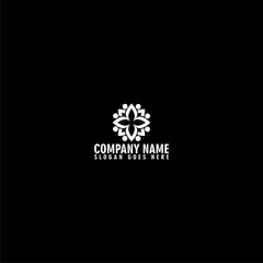 Fototapeta premium Nature flower logo template icon isolated on dark background