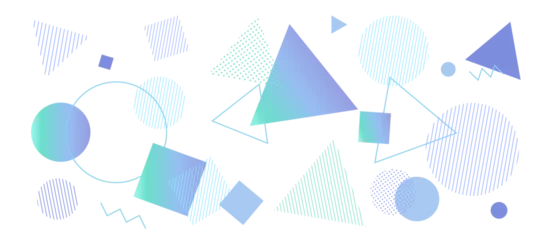 Foto op Plexiglas カラフルな幾何学模様の背景イラスト　ジオメトリック　グラデーション　メンフィス © gelatin