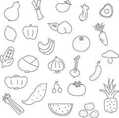 Vegetable Doodle Illustration Set