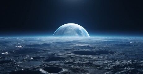 earth rises above the moon