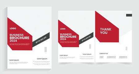 Modern advertisement a4 corporate bifold page brochure, new minimal business marketing materials press kit, print booklet report layout with eps version