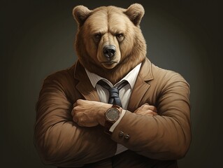 face of a bear in suit and tie
