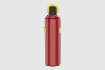 Glossy Fire Extinguisher Spray Mockup Isolated On White Background. 3d illustration