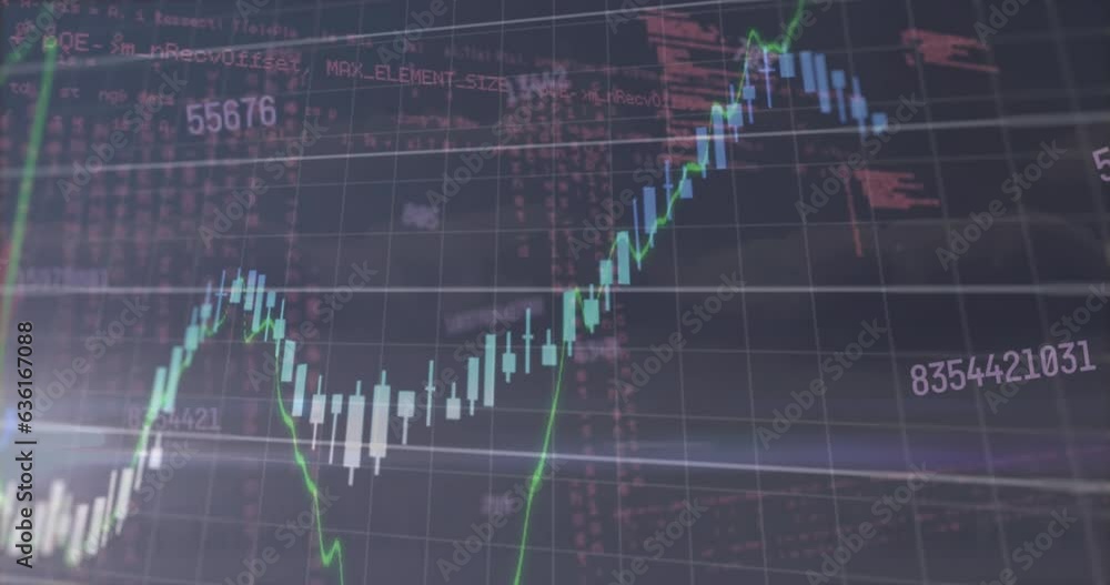 Poster Animation of multiple changing numbers and financial data processing against grey background