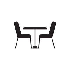 Table chairs black glyph icon on white background