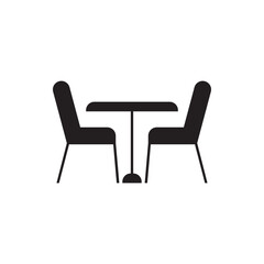 Obraz premium Table chairs black glyph icon on white background