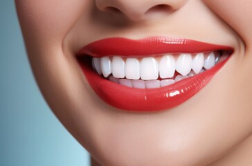 Obraz premium smile with white teeth and red lips