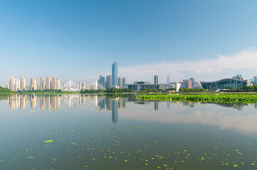 Naklejka premium Wuhan landmark Hanyang Yuehu Park scenery