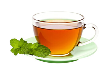 Isolated Cup of Tea with Mint on transparent Background, Generative Ai