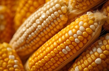Fresh corn on cobs closeup
