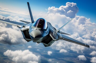 Military F 35 fighter jet flying
