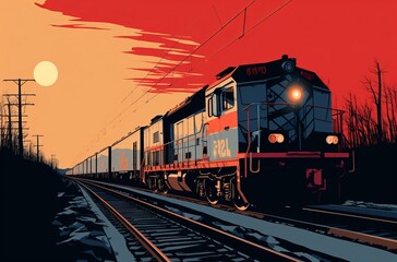 Obraz premium cargo trains traveling down railroad track