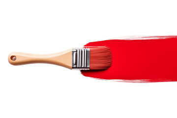 Paintbrush with Red Paint Isolated on transparent background, Generative Ai