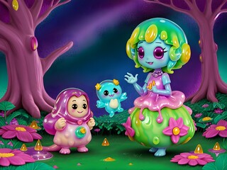 Fototapeta premium Cute Slime Creatures, Generative AI Illustration