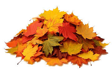 Pile of Autumn-Colored Leaves Isolated, Generative AI