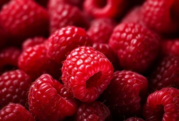 Fresh red raspberry fruit background