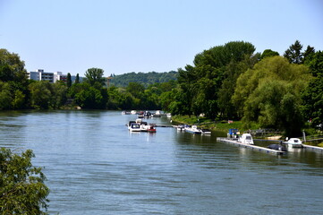 Panorama at the River Danube in the Town Regensburg Bavaria