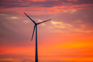 Obraz premium Windrad im Sonnenuntergang