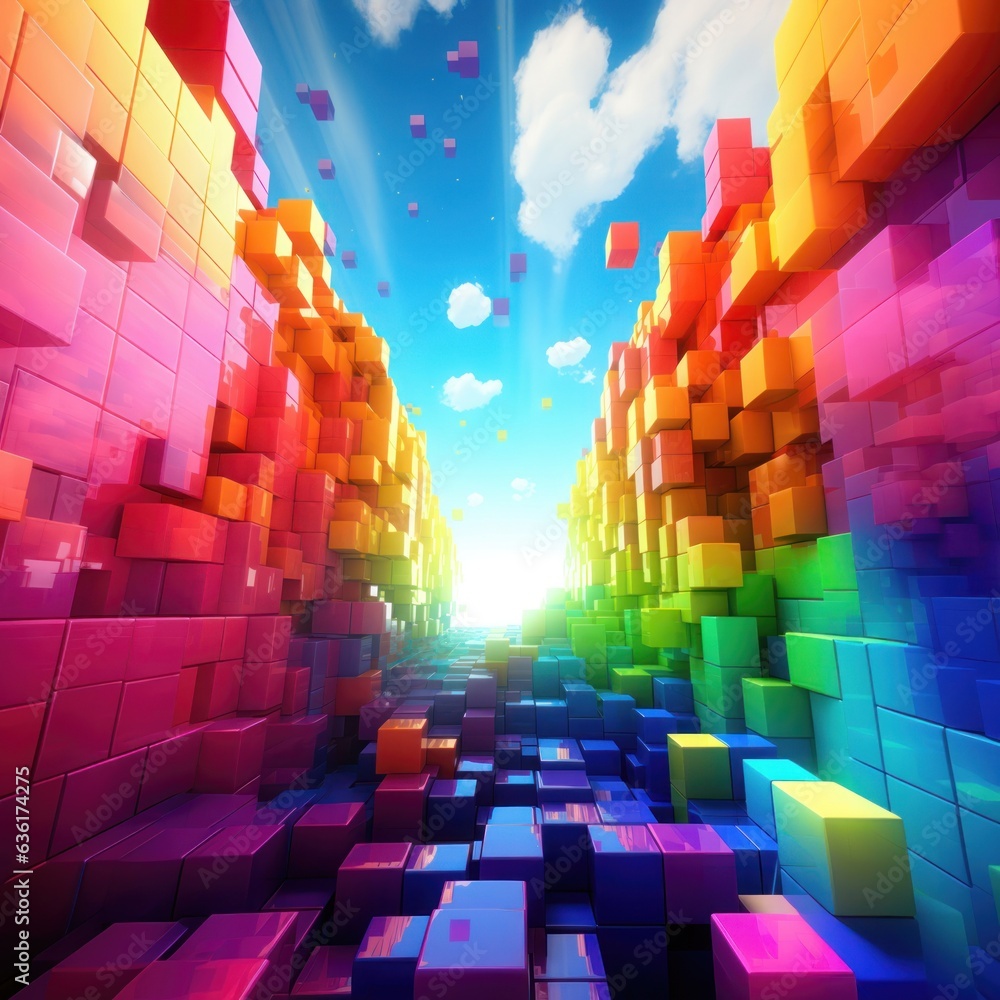 Poster abstract background with colorful glowing cubes.