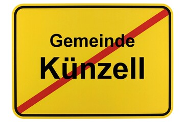 Illustration eines Ortsschildes der Gemeinde Künzell in Hessen