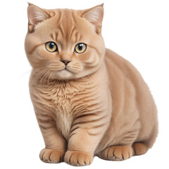 Obraz premium Brown British shorthair cat cutout,sitting,front view. Generative ai art. 