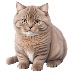 Obraz premium Brown British shorthair cat cutout,sitting,front view. Generative ai art. 
