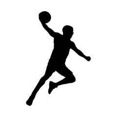 Fototapeta na wymiar Male Basketball Player Silhouette basketball logo. Man with Ball in hand Sport, Vector, Basketball, Silhouette, Player, Ball, illustration
