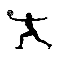 Girl Basketball Silhouette, Female Basketball Player Silhouette, Woman, Girl, Running with Ball, sport, woman, person, girl, athlete, silhouette, ball