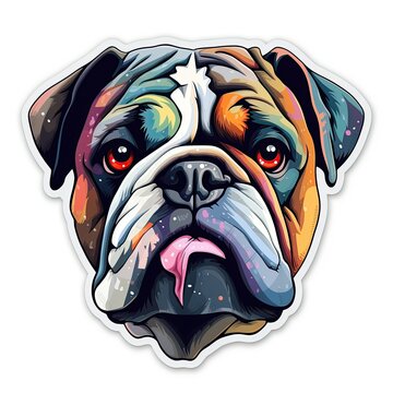 Art design in bulldog sticker die cut of dog