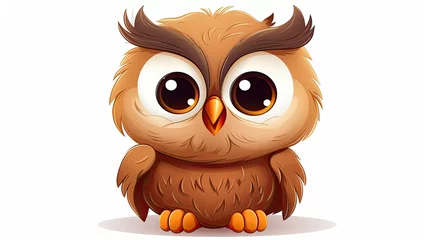 Gordijnen cute owl chick cartoon isolated © Taufiq