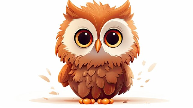 cute owl chick cartoon isolated