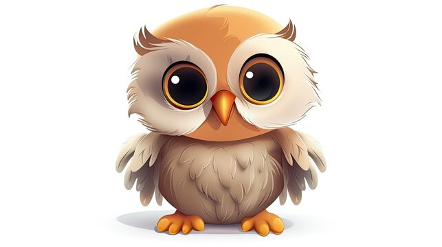 cute owl chick cartoon isolated