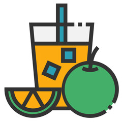 Orange juice filled line icon on white background