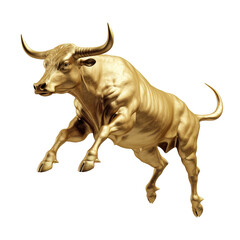 gold crypto bull statuette on transparent background png Generative AI