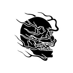 vector illustration of a skull with fire