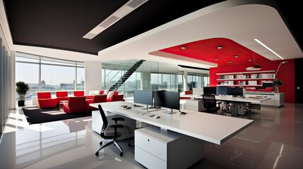 Fototapeta na wymiar Inspiring office interior design Minimalist style