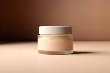 Skincare unbranded cosmetic cream jar mock up with empty space. Elegant mock up, beauty and spa