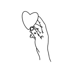 vector illustration of a hand holding a heart